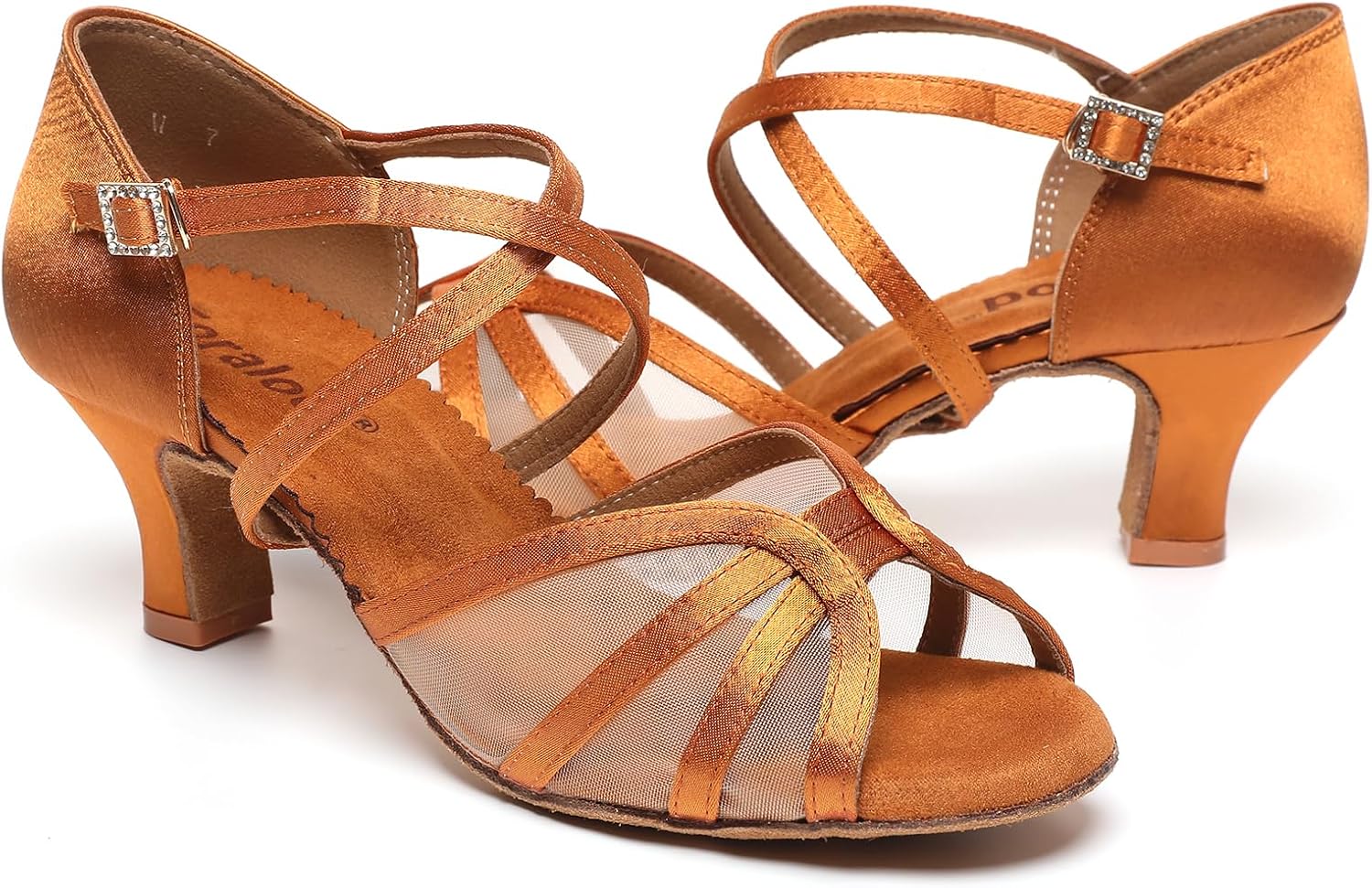 Mesh Women's Latin Dance Shoes, Salsa & Ballroom, Satin Prom Shoes with Low Heels - Image 5