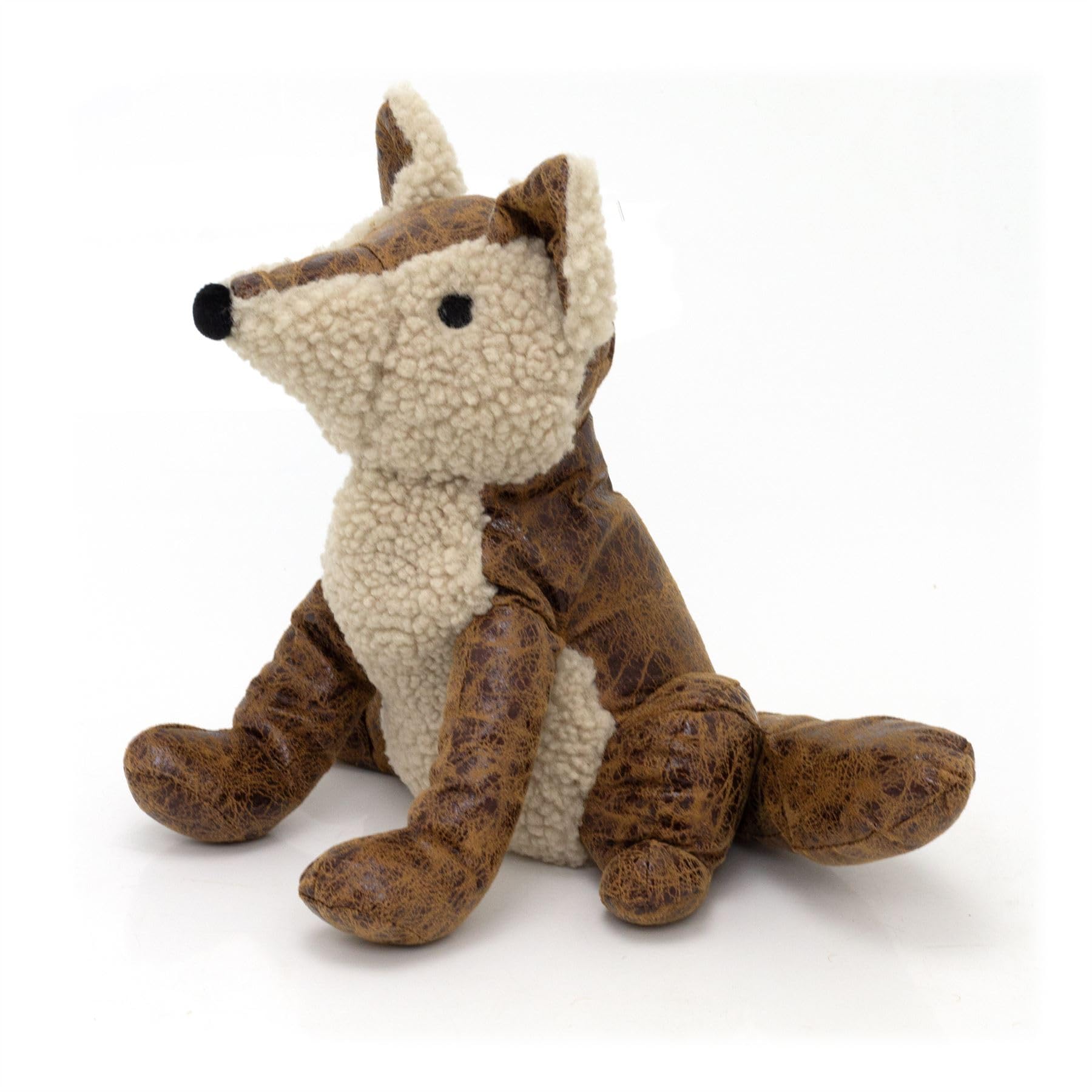 Amber Fox Doorstop | Faux Leather Fox Shaped Door Stop | Fabric Animal Door Stopper 1.5kg - 25cm