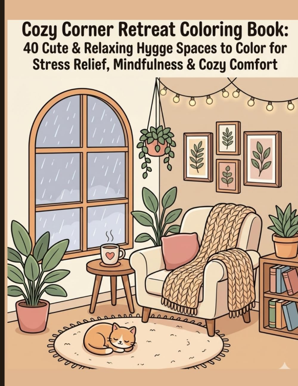Cozy Corner Retreat Coloring Book: 40 Cute & Relaxing Hygge Spaces to Color for Stress Relief, Mindfulness & Cozy Comfort