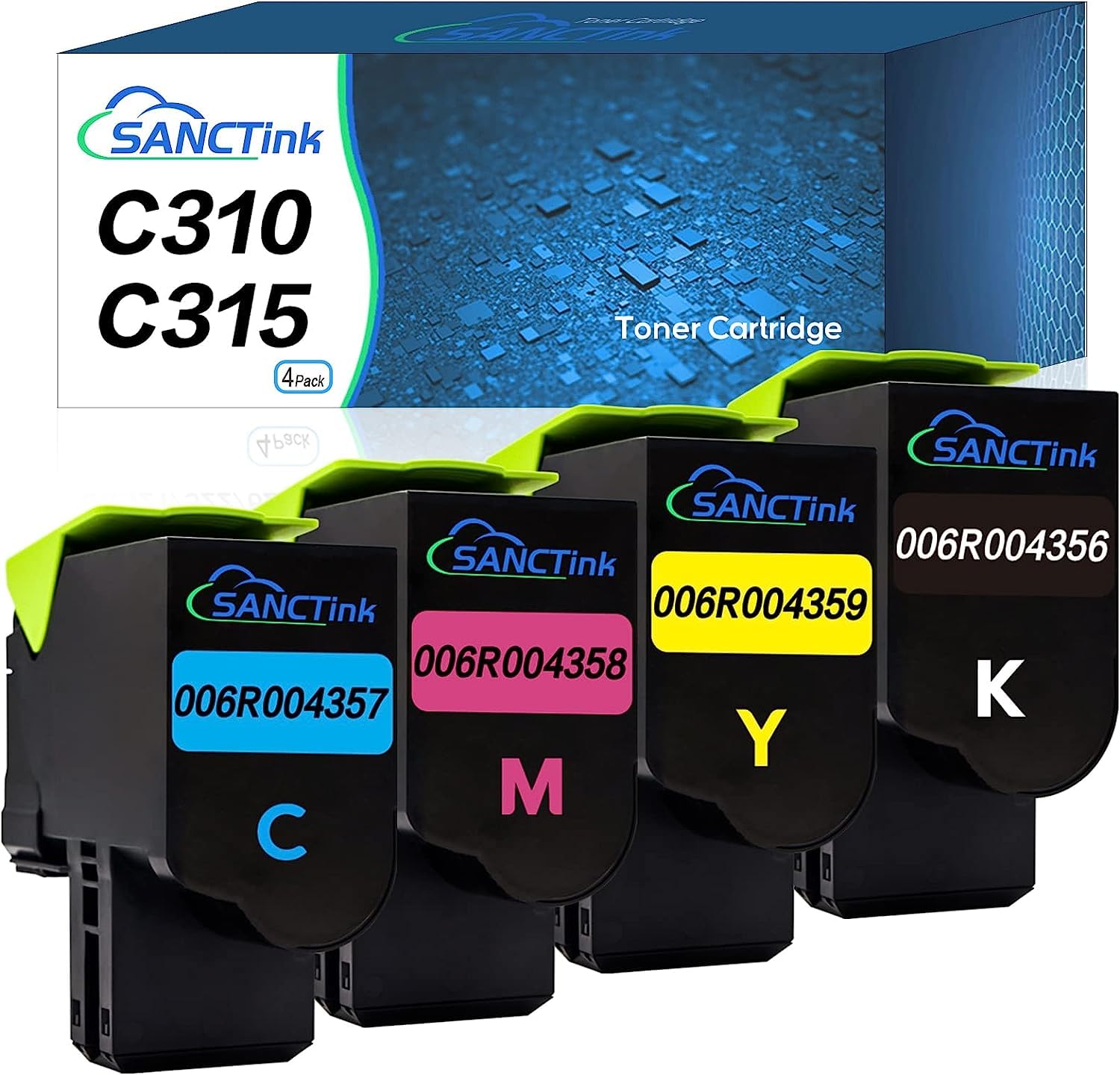 SANCTink C310 C315 Remanufactured Toner Cartridge Replacement for Xerox C310 C315 Xerox 006R004356 006R004357 006R004358 006R004359 Xerox C310 C310DNI C310DNIM C315 C315DNI Laser Printer (4-Pack)