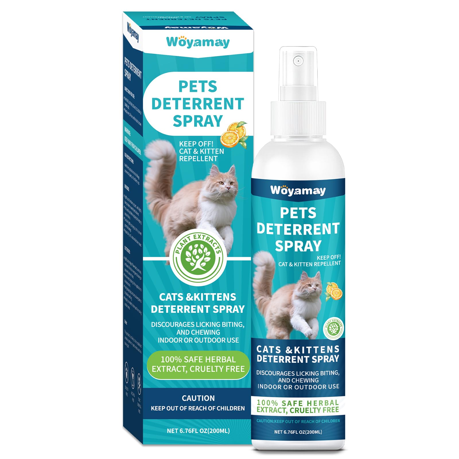 Woyamay Spray Antiarañazos Gatos, Spray Repelente Gatos en Interiores y Exteriores, Spray Ahuyentador de Gatos Que Rascan, Mantiene a Las Mascotas Fuera de Las Áreas De Acceso, Protege Muebles, 200ml