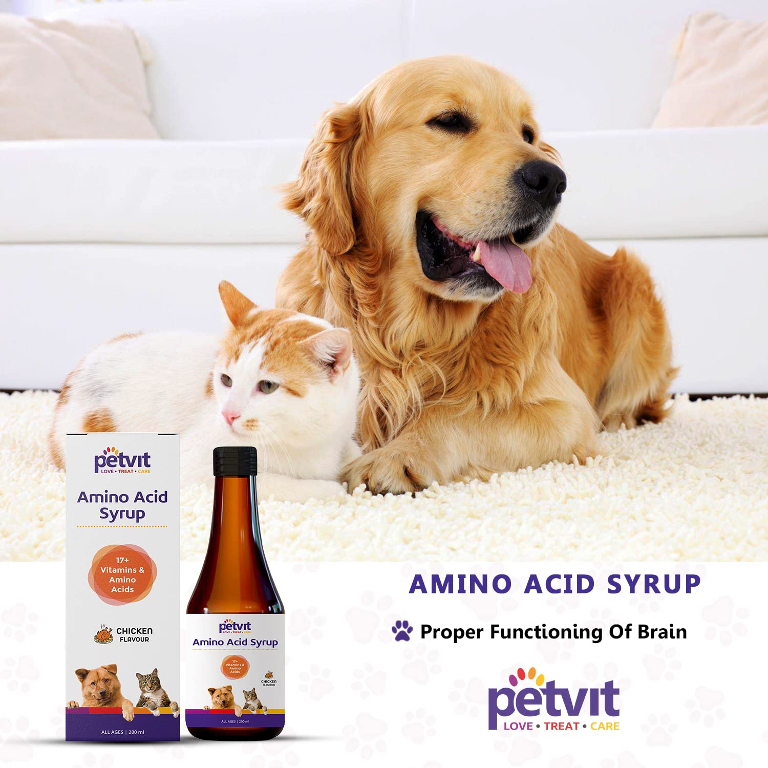 Petvit Dog Multivitamin Syrup | Amino Acid Enriched | 17+ Multivitamin for Dog Health & Wellness | Essential Vitamins & Supplements | Chicken Flavor | 200ml Petvit Dog Multivitamin Syrup | Amino Acid Enriched | 17+ Multivitamin for Dog Health & Wellness | Essential Vitamins & Supplements | Chicken Flavor | 200ml