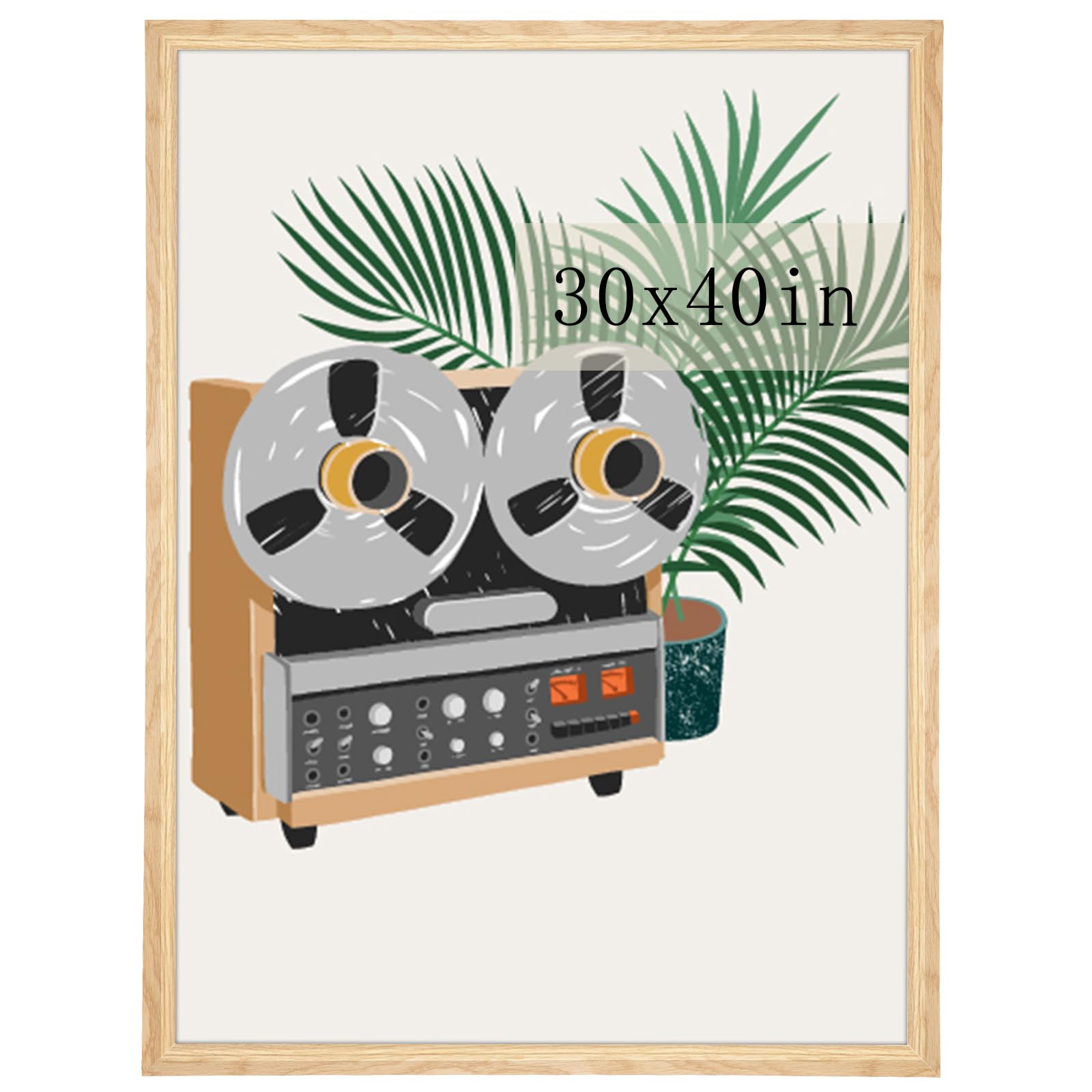 30x40 Picture Frame, Natural Wood Poster Frame, Home Decor Natural Gallery Frame, Horizontal or Vertical Format, Sturdy Frame and Plexiglass, Large Photo Frame Wall Art, for Photos, Artworks, Posters