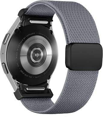One Click Fabric Bands for Samsung Galaxy Watch 7 6 Band 5/4/FE 40mm 44mm/Galaxy Watch 6 Classic 43mm 47mm/5 Pro 45mm/4 Classic 42mm 46mm,Magnetic Elastic No Gap Wristband Stretchy Nylon Sport Strap