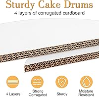 Vista 4 de 12 PCS Cake Drums 12 Inch, 12inch Drum, Cake Boards 12 Inch Round, 12" Thick Cardboard, Sturdy Circle, Base para Pastel Cardboard Base White Cake