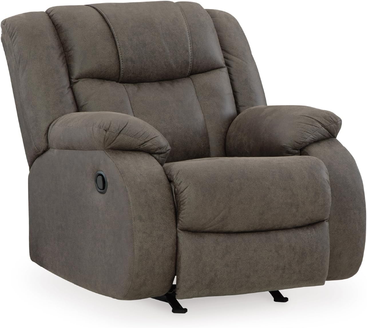 Bowery Hill Faux Leather Reclining Motion Gunmetal Recliner, 37"W x 40"D x 41"H, Metal and Wood Frame, Pillow Top Arms, Durable Faux Leather Upholstery, Comfortable Single-Seat Chair for Living Room