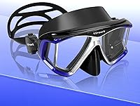 Vista 6 de Máscara de buceo para adultos, máscara de esnórquel de vidrio templado antivaho con cubierta para la nariz, gafas de natación panorámicas de 180°