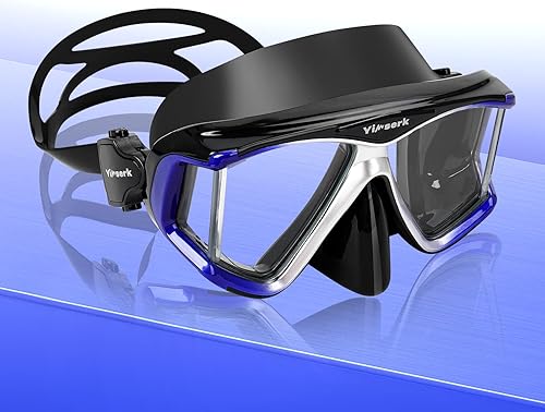 Máscara de buceo para adultos, máscara de esnórquel de vidrio templado antivaho con cubierta para la nariz, gafas de natación panorámicas de 180,