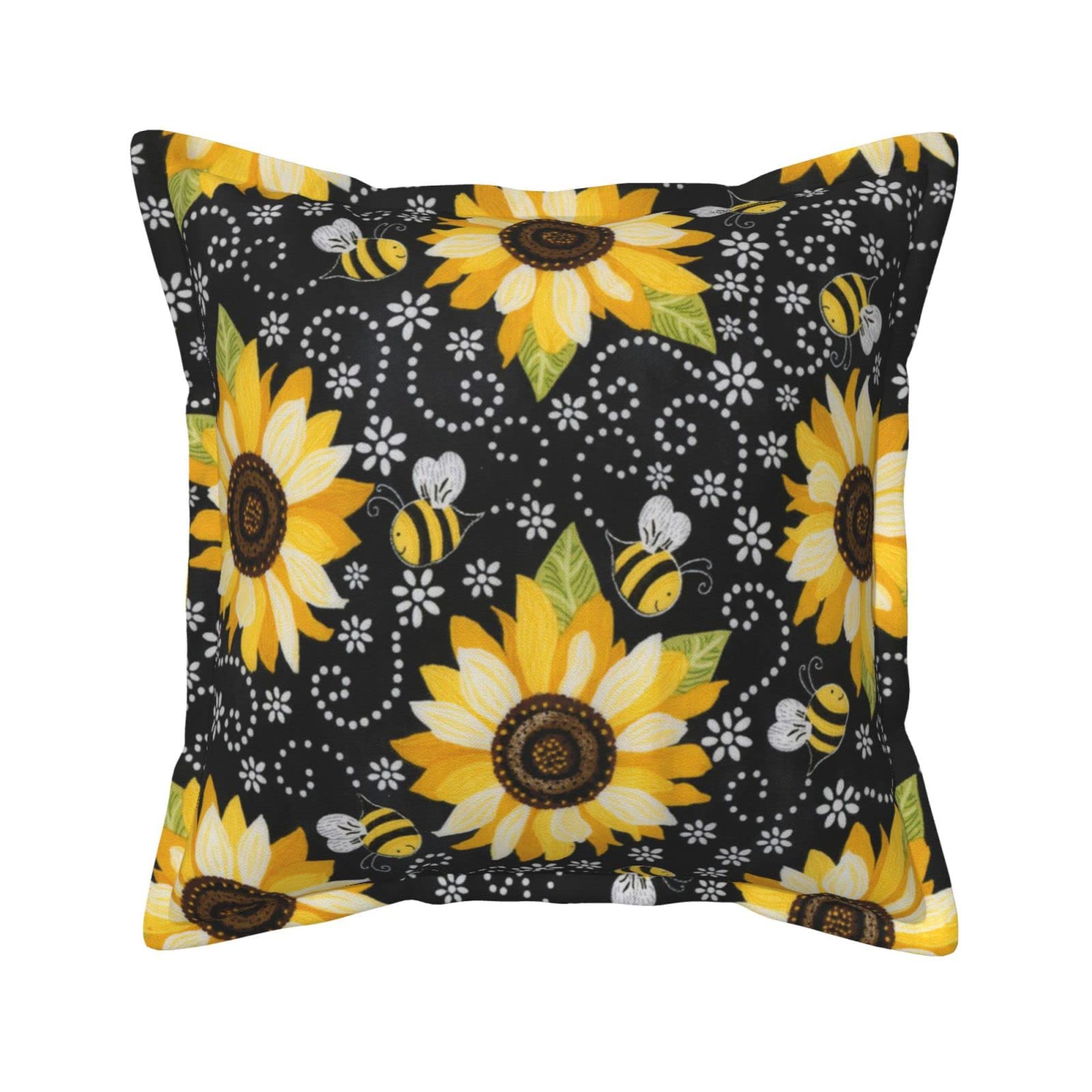Housse de coussin abeilles et tournesols pour canapé de salon chaleureux