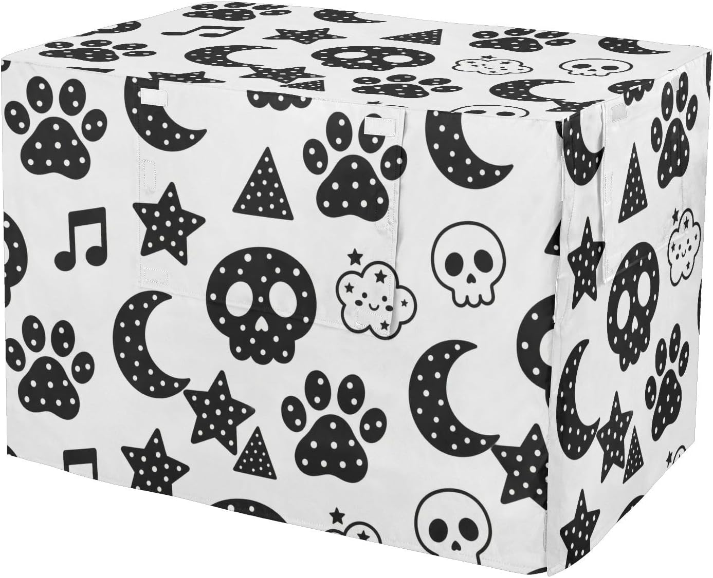 Duty 600D Silver Coated Dog Crate Cover, Water-Resistant Skeleton Print Pet Kennel Canopy with Mesh Windows for Optimal Ventilation, Universal Fit for Standard Wire Cage, Indoor & Travel