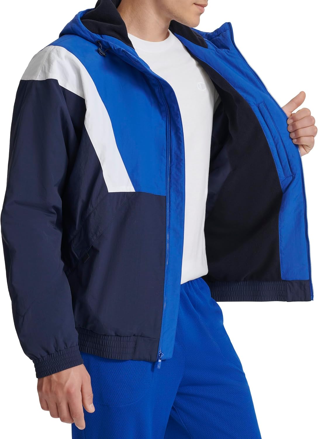 Champion Men's Color Block Lined Windbreaker With Hood
