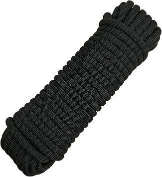 10mm Rope, Multipurpose Rope, Durable Outdoor Cord for Camping, Hiking, Outdoor Adventures, Boating, Dock Anchoring, Fishing, DIY Crafts, and Home Projects Black, 66ft