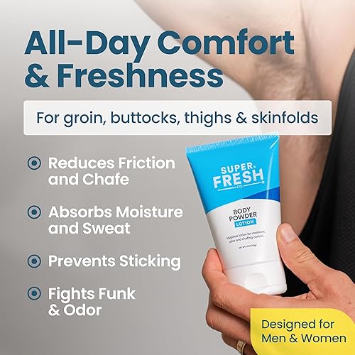 Miniatura 2 de Super Fresh Body Powder Lotion de SweatBlock - Sin talco, antirozaduras, desodorizantes, ingredientes naturales, loción corporal sin desorden para