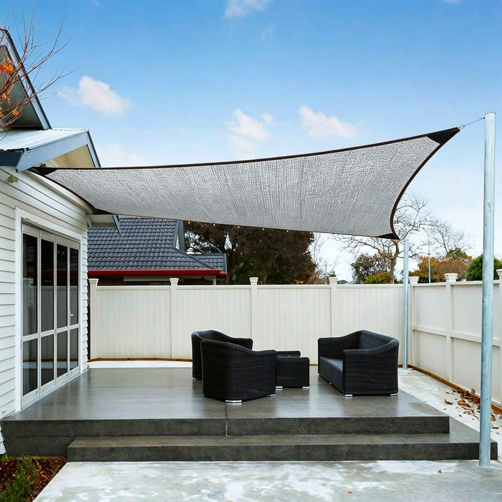 Aluminet Shade Cloth 4x10m, Reflective Sun Block Mesh Tarp with Grommets, Sun Shade for Garden, Patio, Greenhouse, Pet, Car, Outdoor