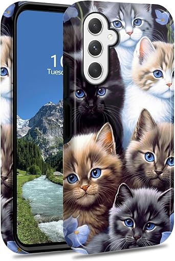 for Samsung Galaxy A16 5G 6.7" Phone Case Dual Layer Hybrid Hard PC & Silicone Protective Heavy Duty Shockproof Protective Cover for Samsung Galaxy A16 5G,Cute Cat