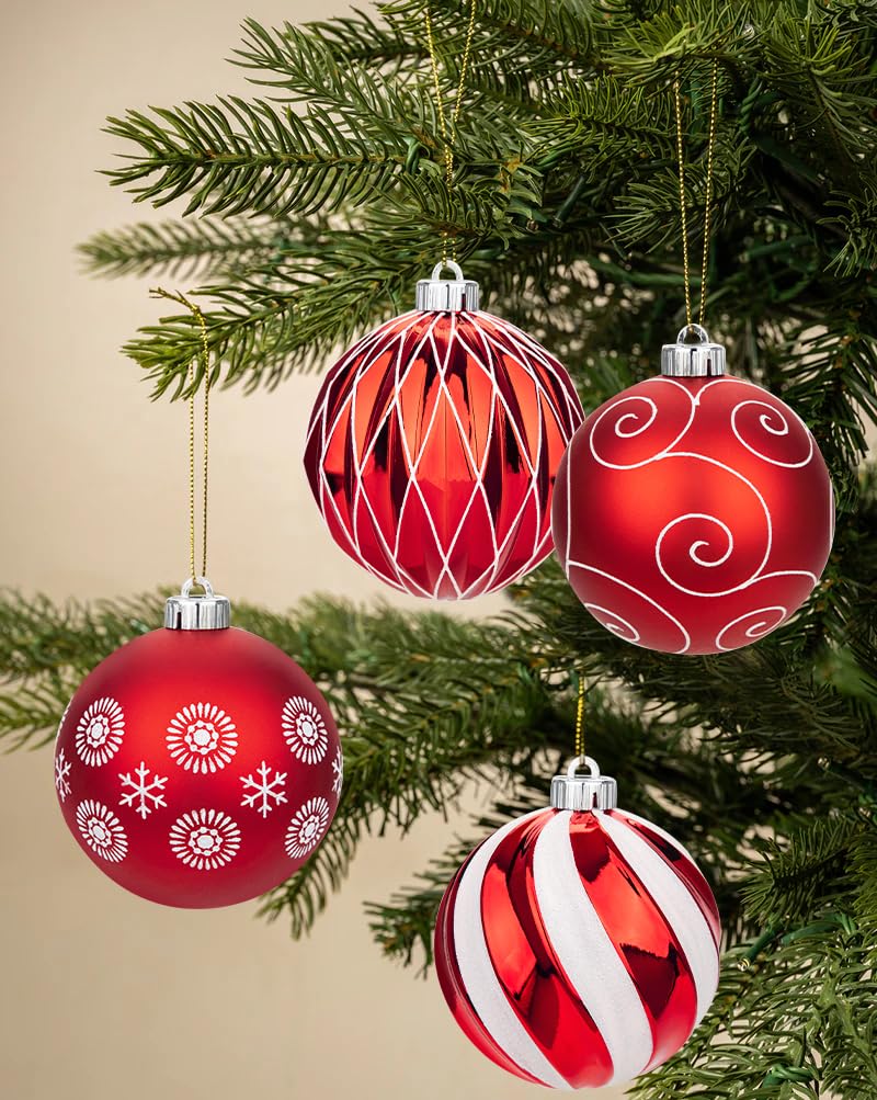 Set di 4 sfere per albero di Natale Ø12 cm, grandi palline di plastica per albero di Natale, decorazioni natalizie per albero di Natale, set di ornamenti di Natale, decorazioni per albero di Natale