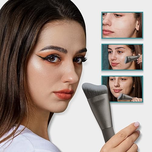 Miniatura 5 de EIGSHOW - Brocha de base prémium Kabuki con cabezal único en forma de onda para líquido, crema y polvo, cepillo profesional para mezclar la cara