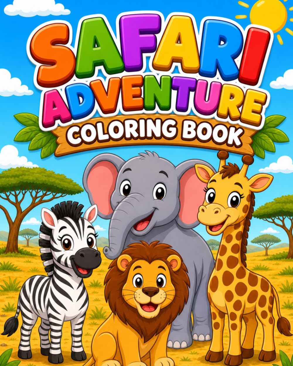 Safari Animals Coloring Book: Large images | Coloring Book For Kids Boys & Girls | Preschool Kindergarten Activites