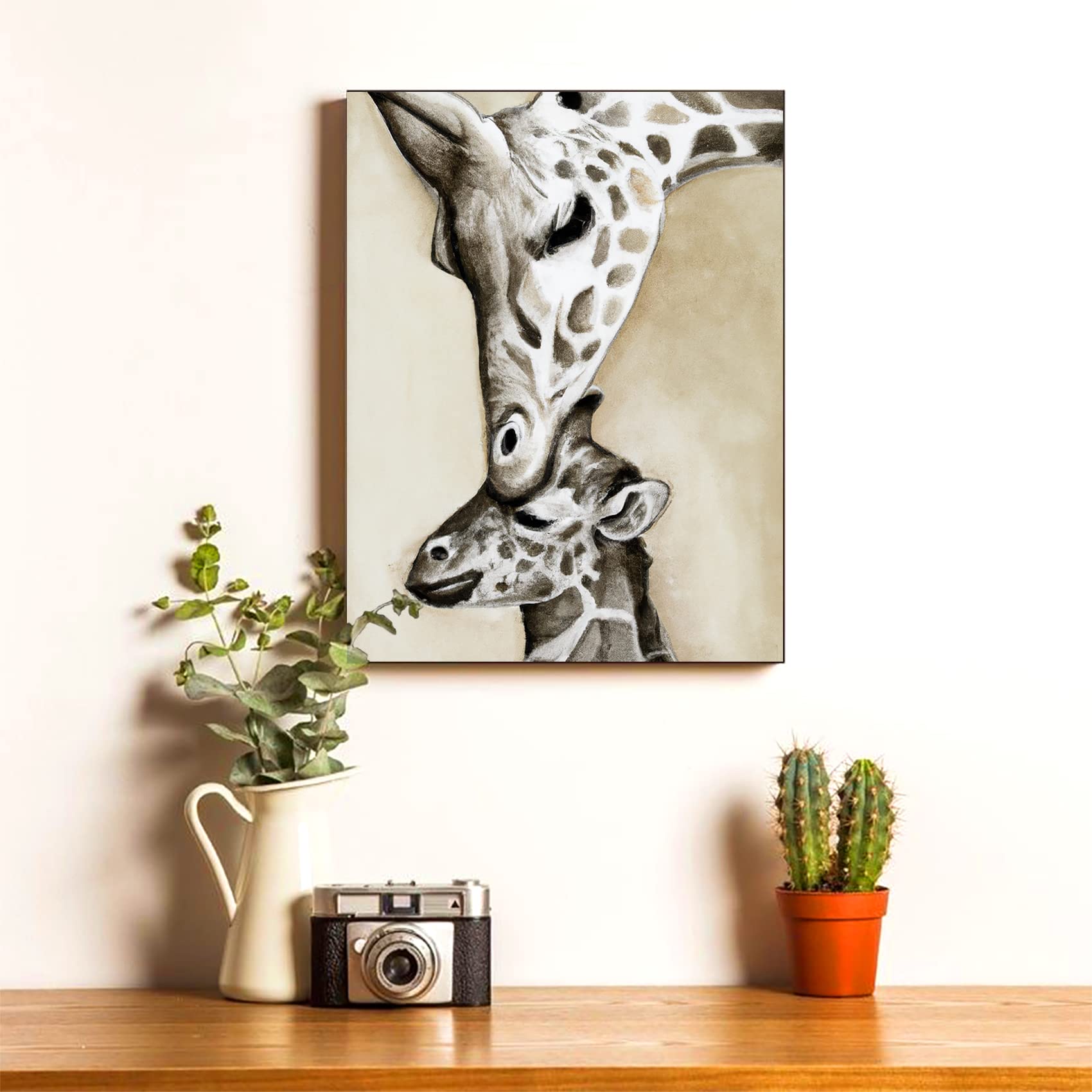 Kit Peinture Diamant 5D Girafe Noir Et Blanc - 30x40 Cm, Full Drill, DIY Décoration Murale