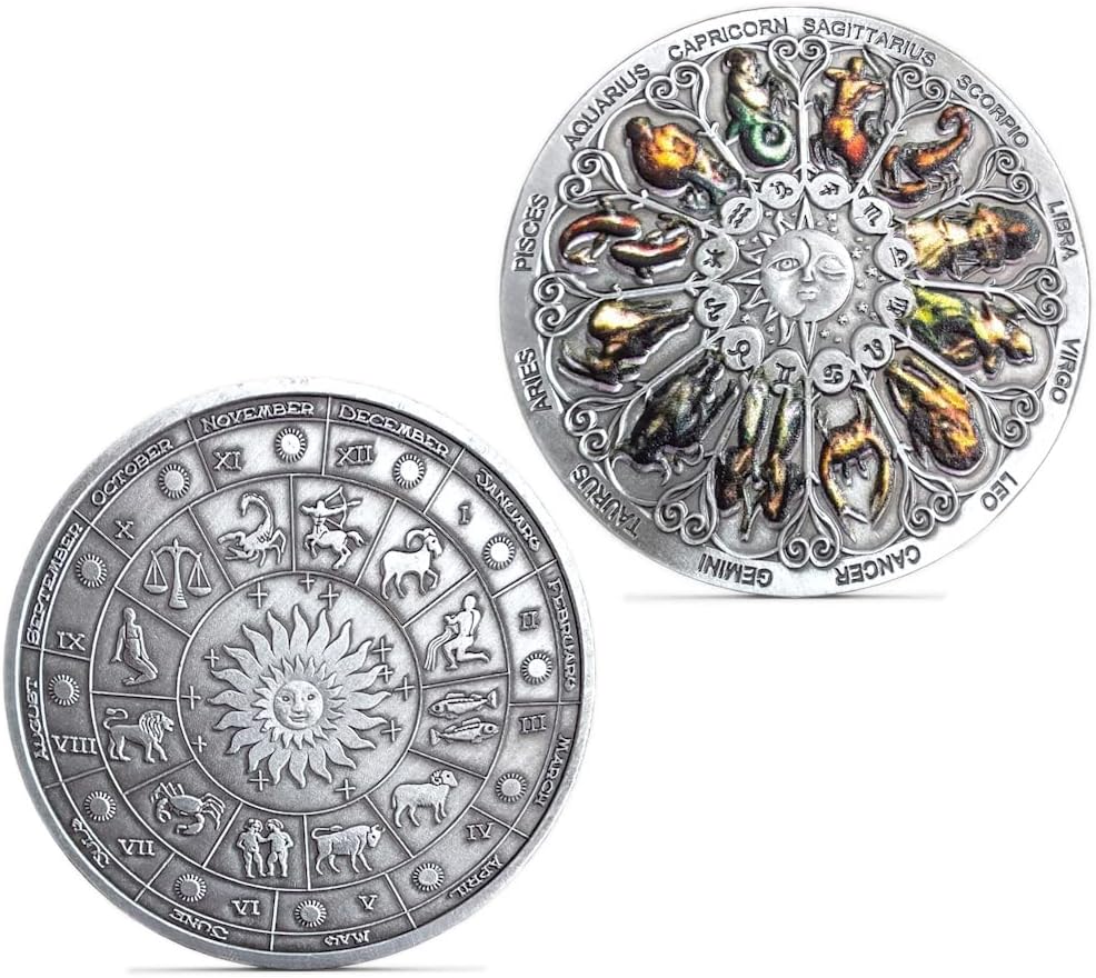Twelve Constellations Colorful Challenge Coin Lucky Coins