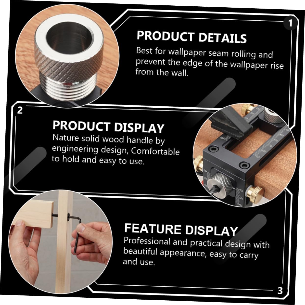 VILLCASE 2Pcs Wallpaper Seam Roller Ergonomic Flat Seam Tool for Home Car Decoration for Vinyl Film Sound Insulation Projects