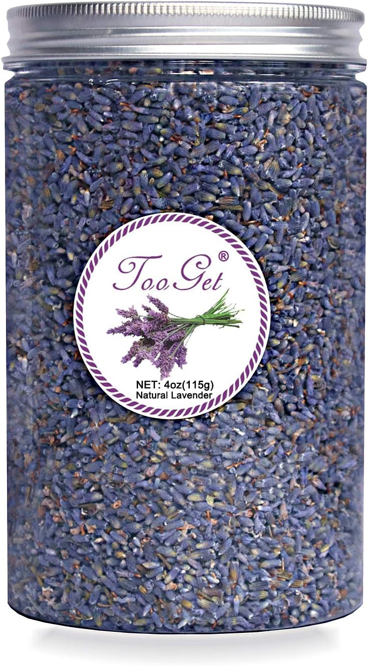 TooGet Culinary Dried Lavender Buds, 100% Raw Highland Grow Lavender Flowers, Ultra Blue Premium Grade Lavenders with Food Grade PET Plastic Bottle (4 OZ)