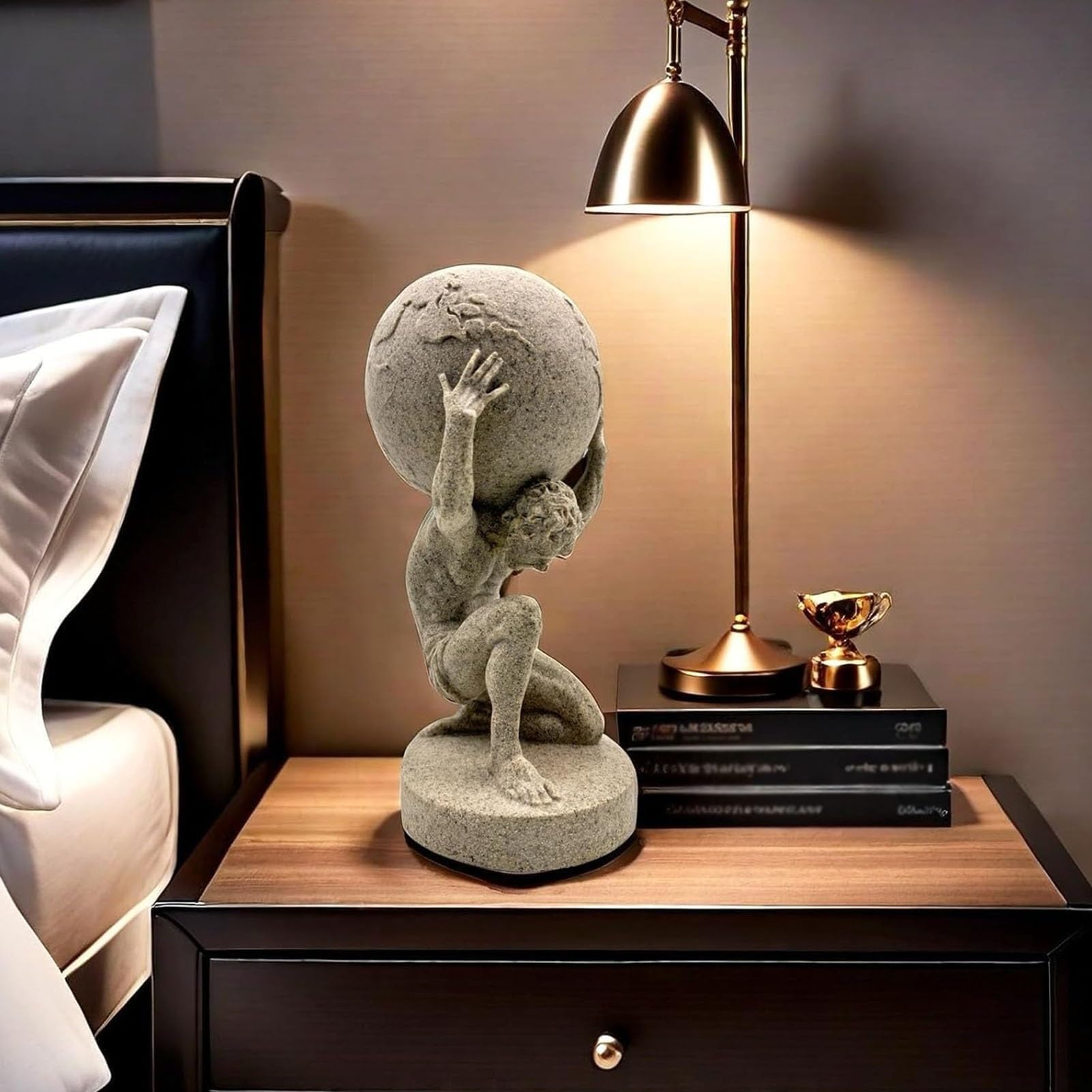 Dekoracja artystyczna statuetka rzeźba - figurka dekoracyjna na biurko, 25 cm grecki atlas trzymający rzeźbę świata, ozdoba na biurko śmieszne prezenty, abstrakcyjna figurka