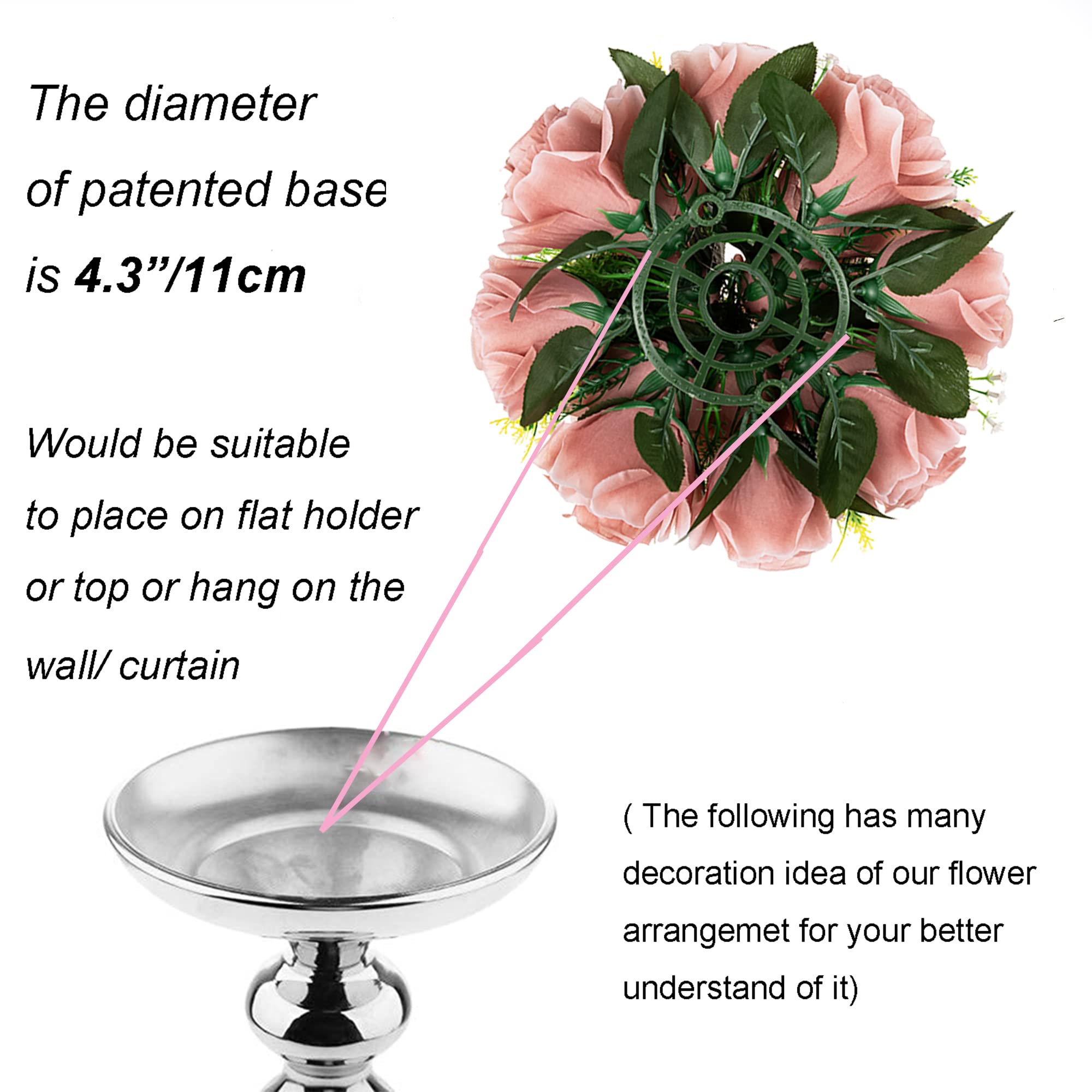 BLOSMON Flower Ball Centerpieces for Table 4 Pcs Vintages Pink Fake Dusty Rose Flowers Artificial Silk Floral Arrangement Center Piece Kissing Bouquet for Wedding Party Valentines Day Home Decor