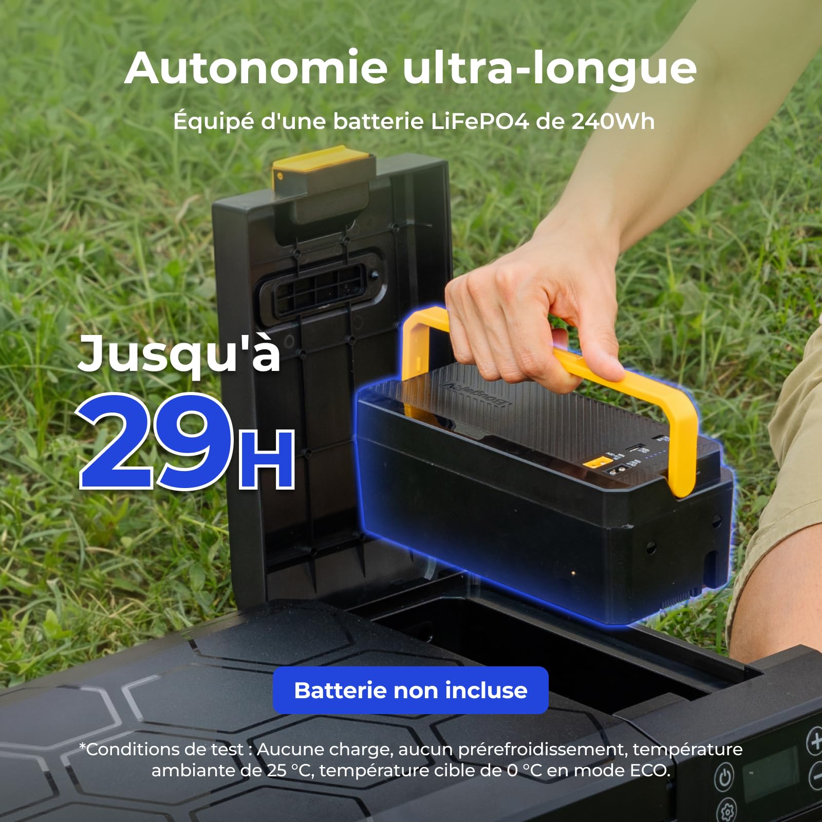 BougeRV Glacière à Compression CRX3 22L, Appli Contrôle | Réfrigérateur Auto 12V/230V, Frigo Portable, Congélateur de Camping, de -20℃ à 20℃, pour Voiture, Voyage et Plein Air
