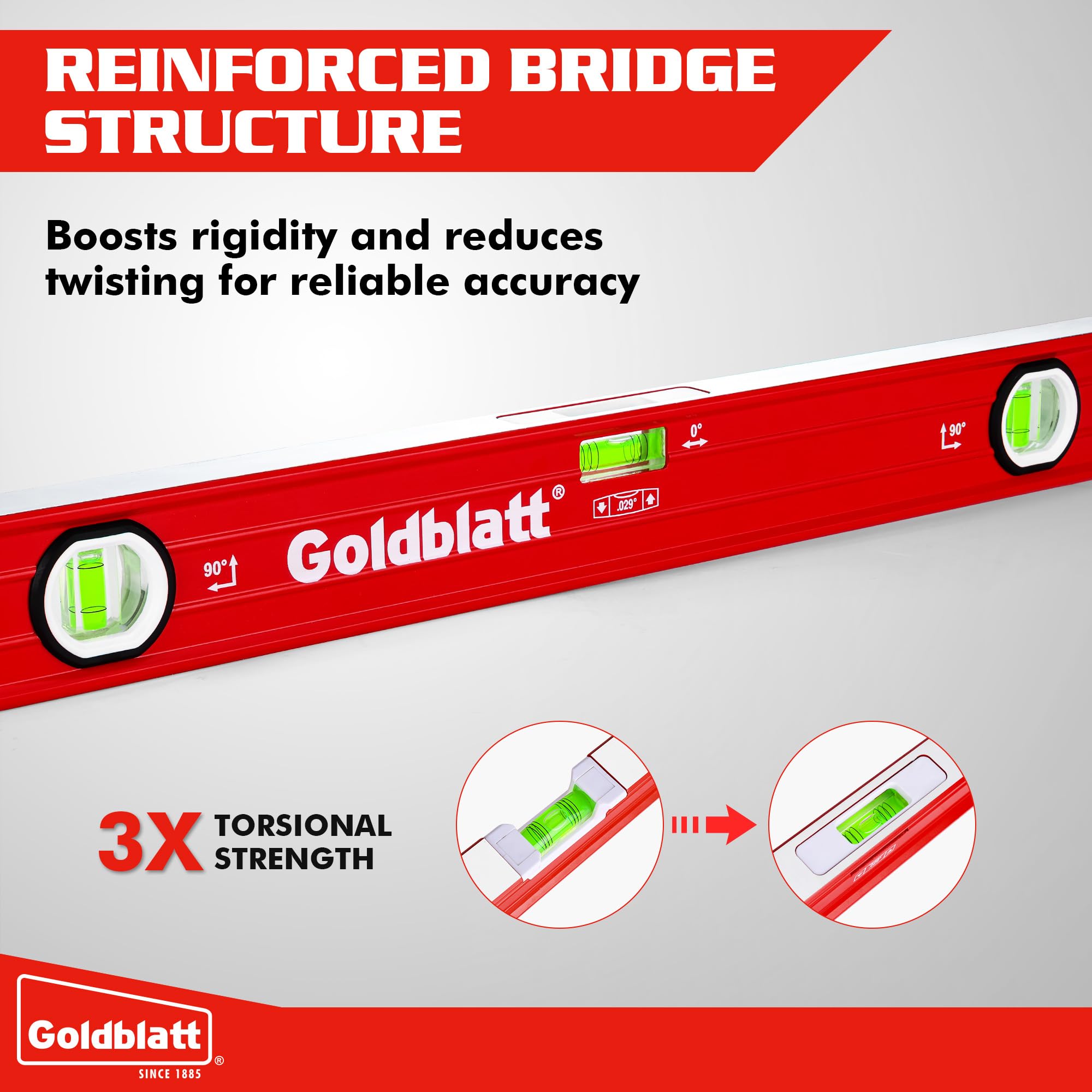 Goldblatt Level Set - 3 Piece Torpedo Level -4