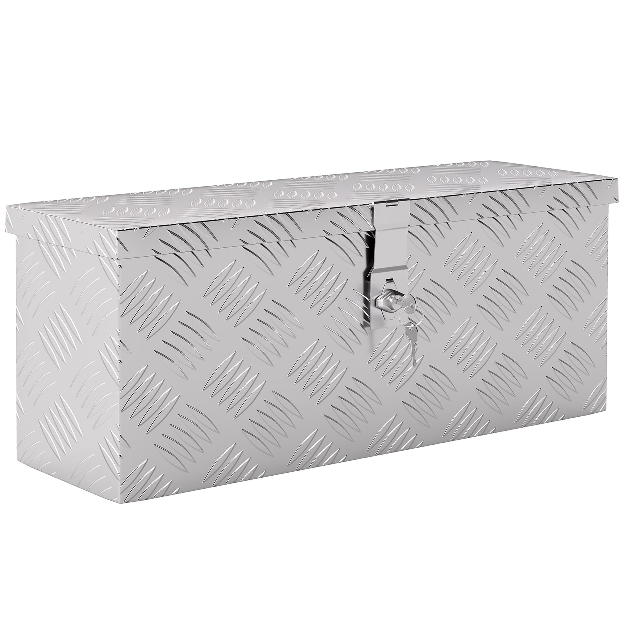 HOMCOM Gerätekasten Aufbewahrungskiste aus Aluminium mit Schloss und Schlüsseln, LKW-Werkzeugkasten, Lagerungsbox für Anhänger, 50 x 15,5 x 20,5 cm