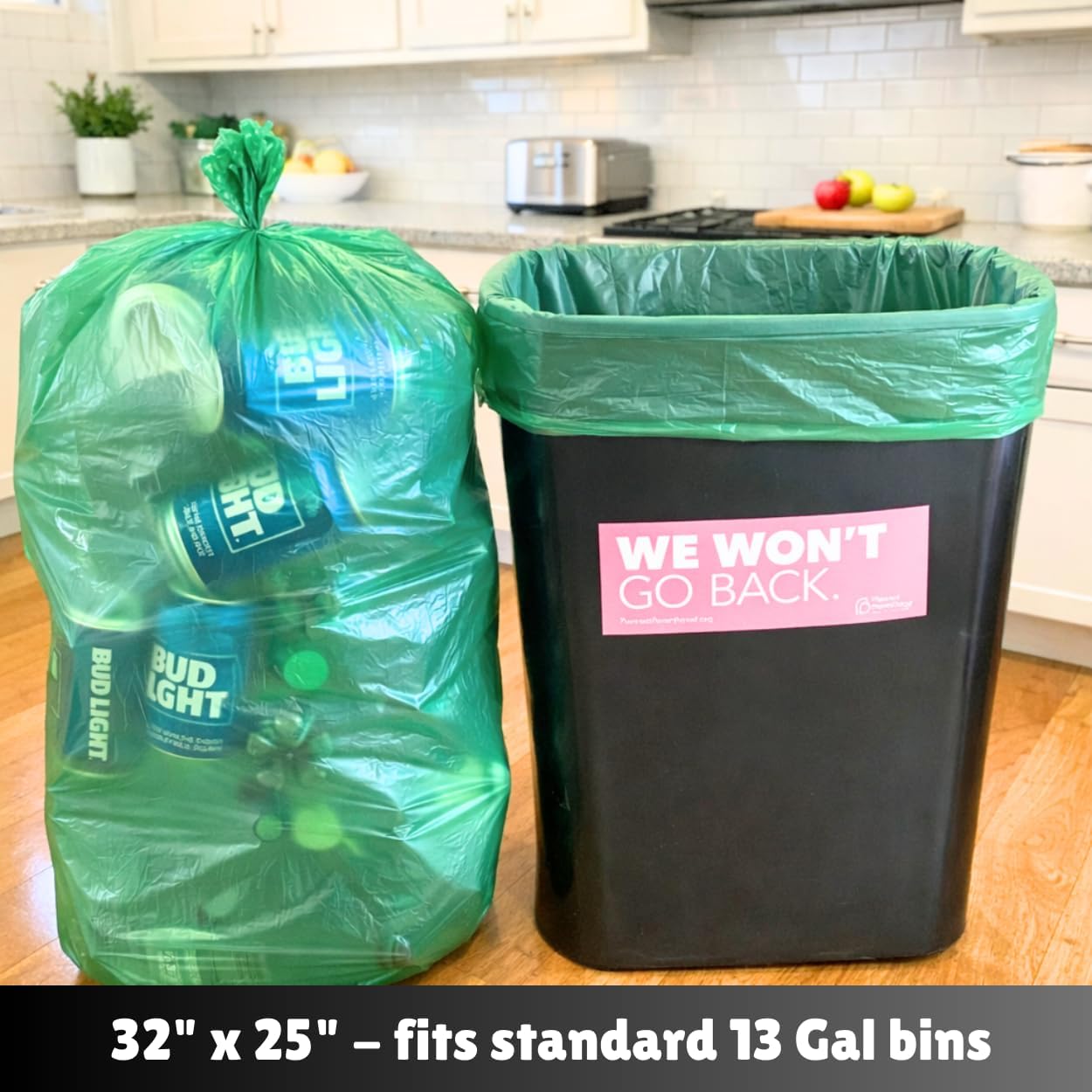 Tall Kitchen Biodegradable Trash Bags 13 Gallon (120 Bags) Eco-friendly Medium Green Garbage Bag 55 Liter Landfill-Friendly Can Liners Portable Camping Toilet Bags Made With epi (120 count)
