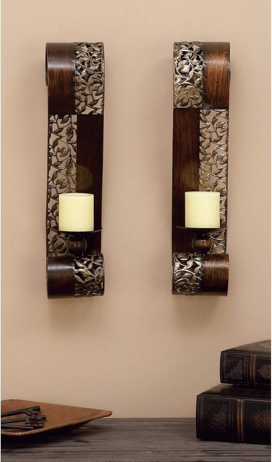 Bronze Open Design Wall Sconce Brown Modern Contemporary Metal