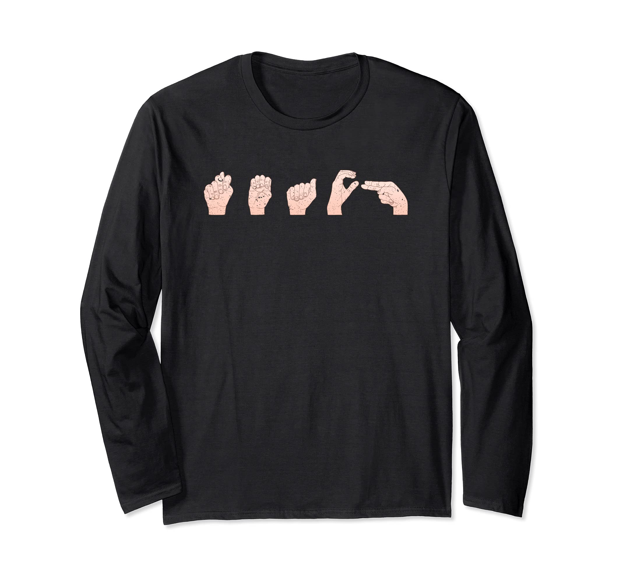 Teach ASL American Sign Language Teacher Interpreter Long Sleeve T-Shirt, Black