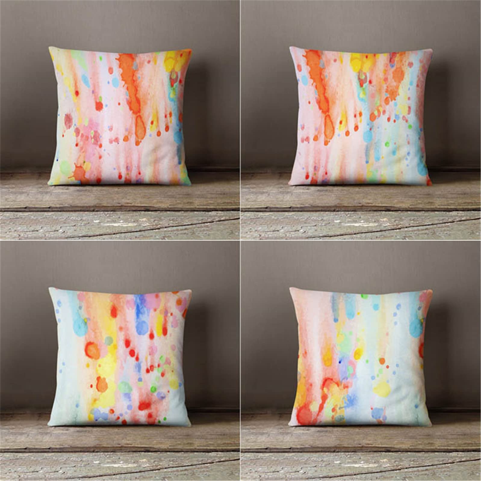 Housses de coussin 55x55cm en lin lot de 4 taies carrées pour canapé salon