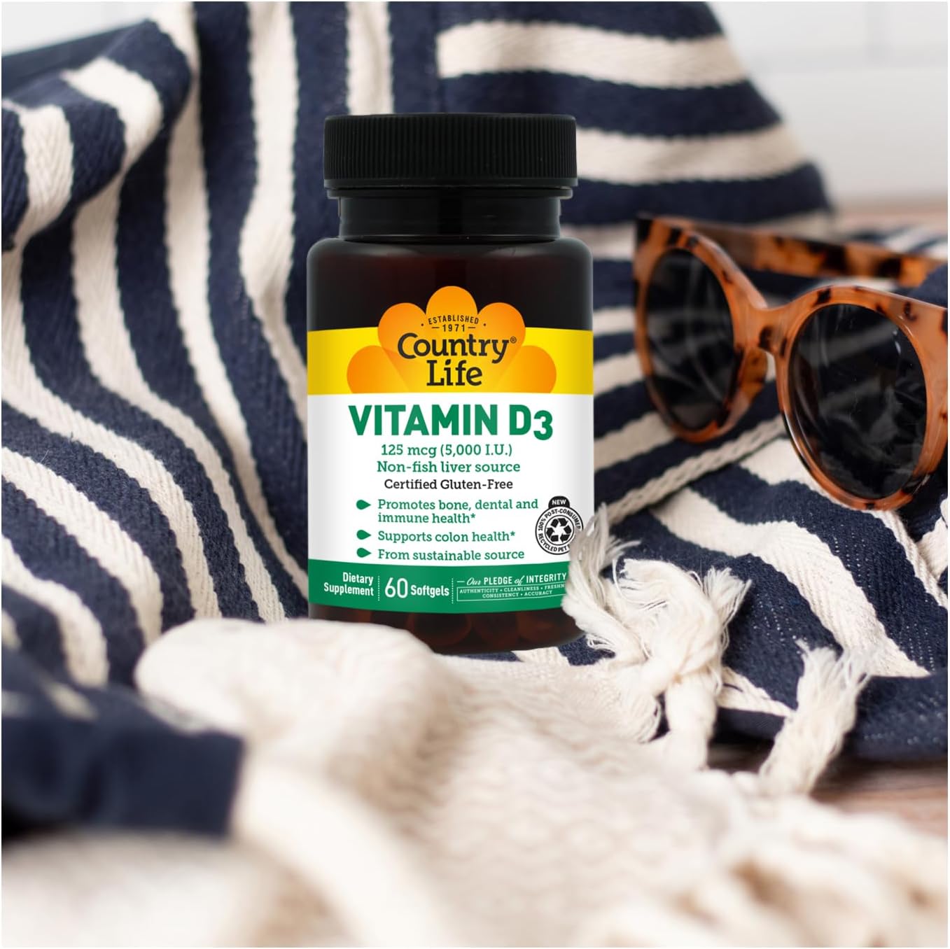 Country Life Vitamin D3 5000 IU, 60 Softgels