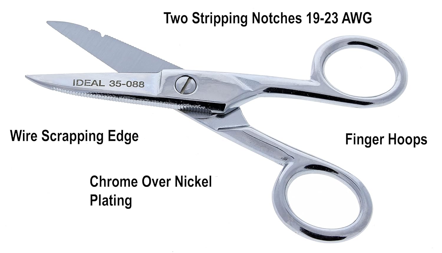 IDEAL Electrical 35-088 Electrician's Scissors, Heavy-Duty Scissors 22-24 AWG stripper 5 1/2 in., 1 Scissor
