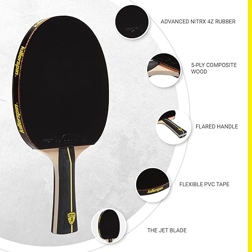 Miniatura 6 de Raqueta de tenis de mesa Killerspin JETBlack con mango negro NegroAmarillo