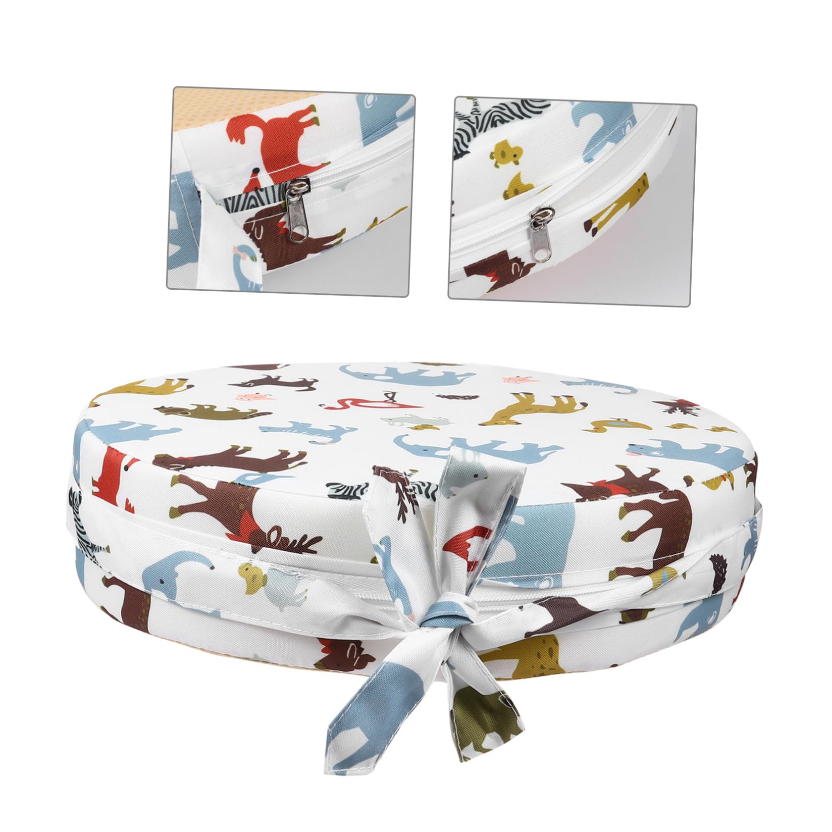 Cuscino Rialzo Sedia per Bambini Imbottito in Cotone e Spugna Copertura Sfoderabile e Zip per Seduta Rotonda da Pranzo Beige per Bambini e Neonati