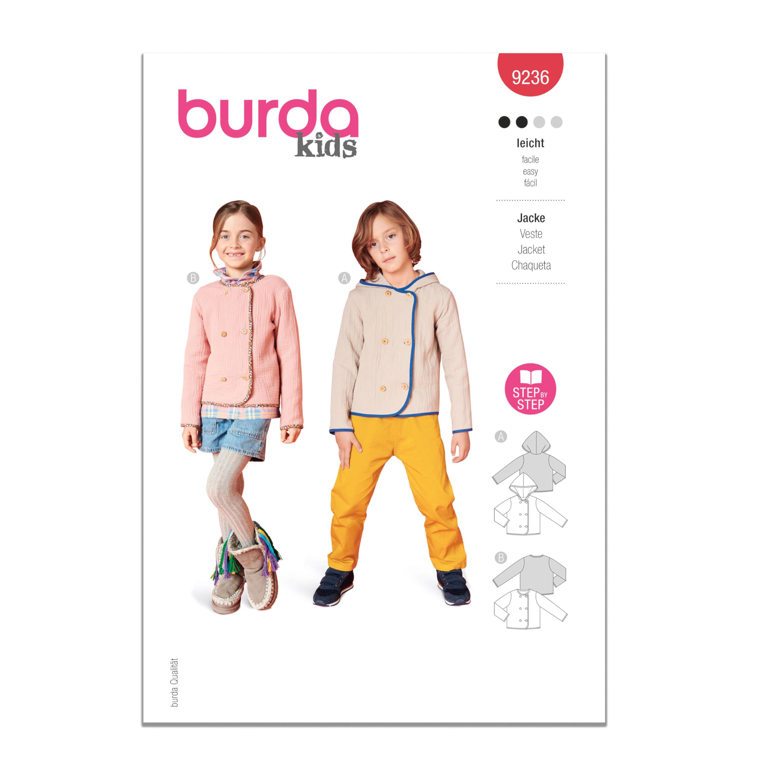 Burda Paper Sewing Pattern 9236 Jackets 4-11 (104-146)