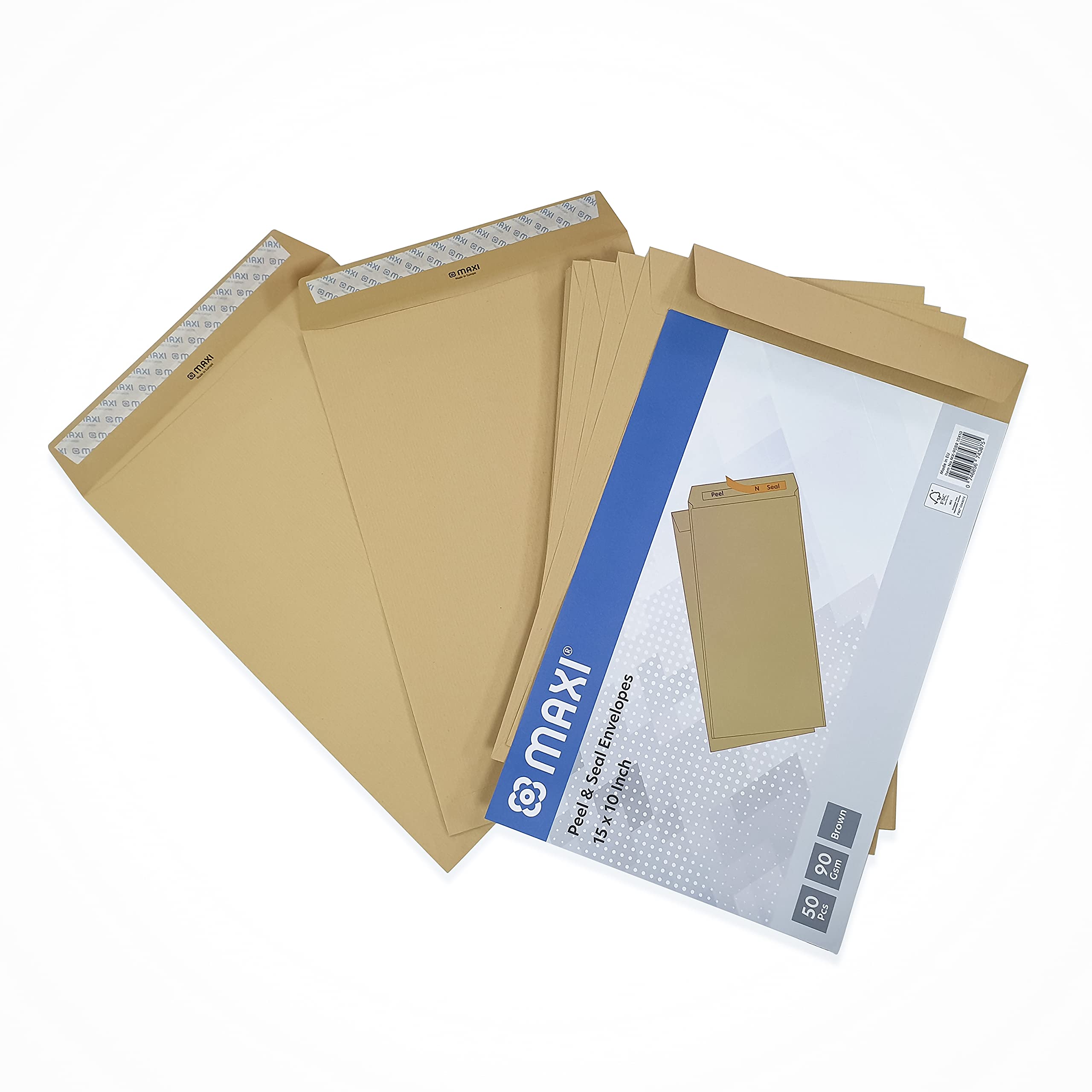 MAXI BROWN ENVELOPES 90GSM 38.1 cm X 25.4 cm PEEL & SEAL IN A PACK OF 50 PC