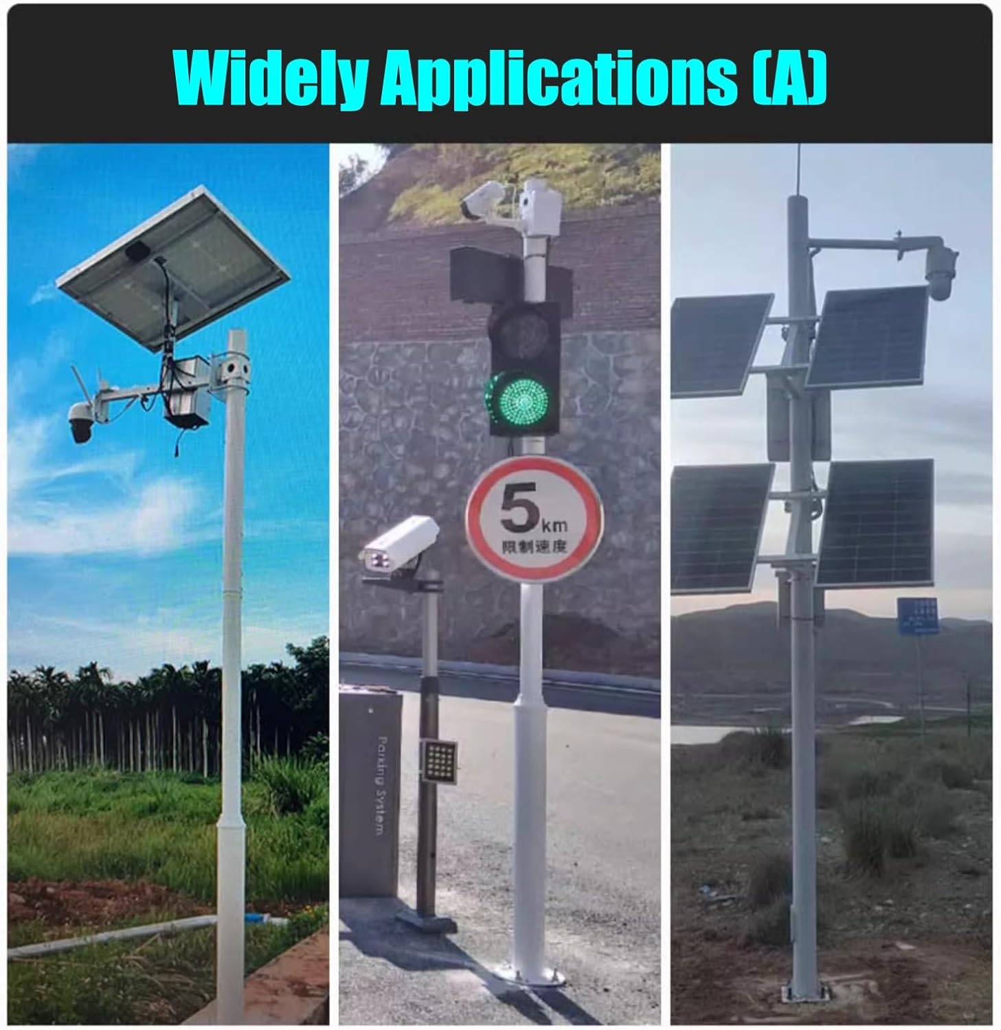 Weatherproof Security Camera Mount Pole - 14.8ft Adjustable Holder for Outdoor Surveillance - Heavy-Duty Bracket for High-Security Cameras (Light Grey)