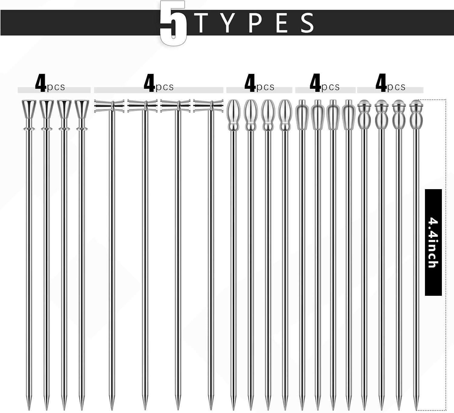 Cocktail Picks Stick 20Pcs Toothpicks Stainless Steel