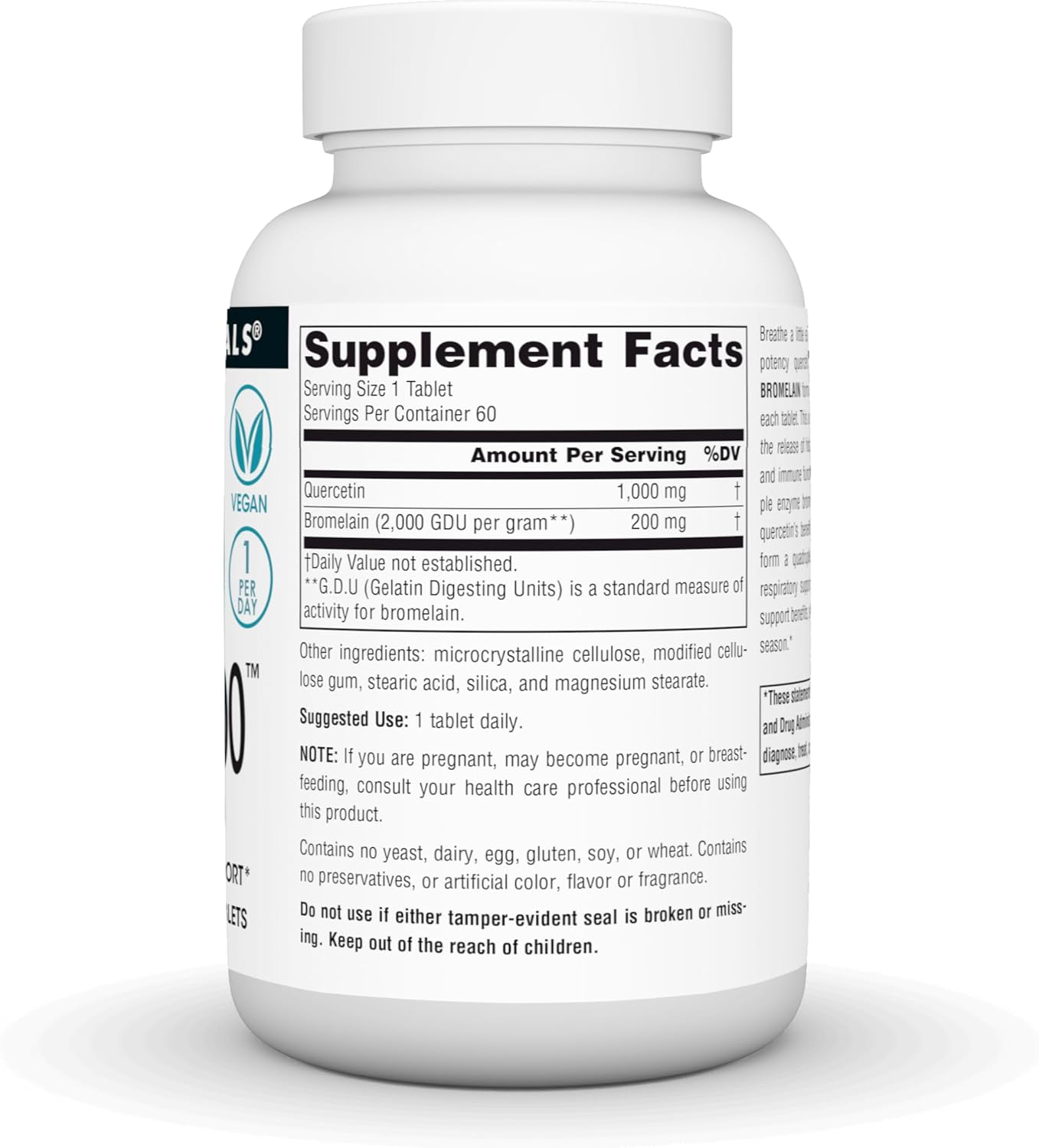 Source Naturlas Quercetin 1000 with Bromelain, Respiratory and Immune Support*, 1,000 mg Tablets, 60 Count - Image 3