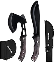 Vista 1 de WORKPRO Axe and Fixed Blade Knife Combo Set, Full Tang, Wood Handle, for Outdoor Camping Survival Hunting, Sheath Included
