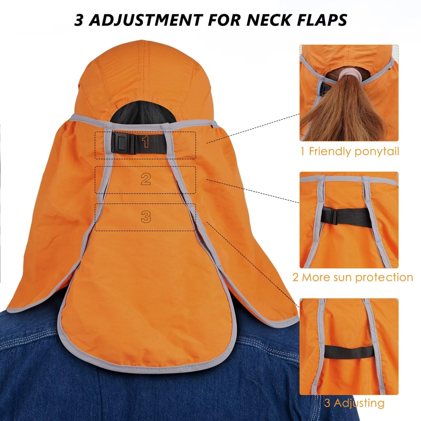 GADIEMKENSD Faltbare Angelkappe mit Nackenschutz UPF 50+ Sonnenschutz Winddicht abnehmbares Design mehrstufige Verstellung Sonnenhut