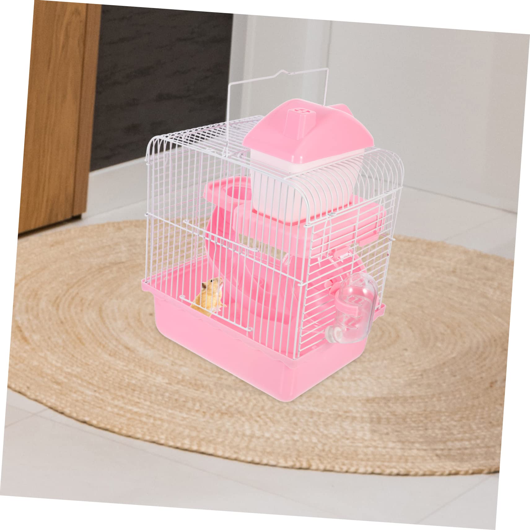 COLLBATH Chinchilla Spielzeug Hamsterhaus in Schlossform Doppelwandig aus Abs und Eisen Rosa Sicher zum Spielen Ruhen und Fressen für Kleintiere