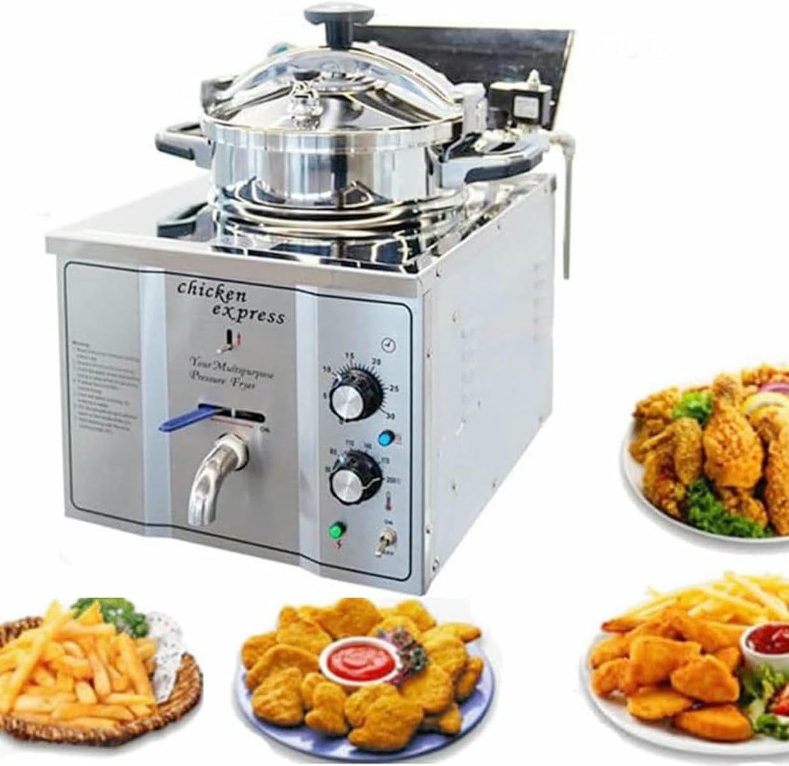 16L Countertop Pressure Fryer 304 Stainless Commercial Electric Pressure Air Fryer Chicken Fish Pressure Fryer Machine with Large