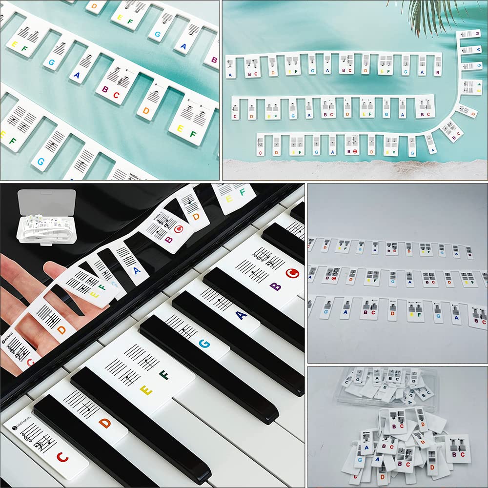 Autocollants Note De Piano, Autocollants De Clavier De Piano, Amovibles Autocollants de Clavier de Piano, pour Touches de Piano pour Débutants et Enfants