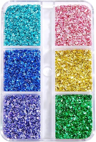 Accesorios de relleno de resina, coloridos rellenos de resina de vidrio triturado purpurina para decoración de uñas y fabricación de joyas